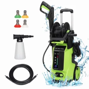 Professional 3800PSI Electric High-Pressure Washer – 1800W Power Cleaner with Hose Reel & 4 Nozzles